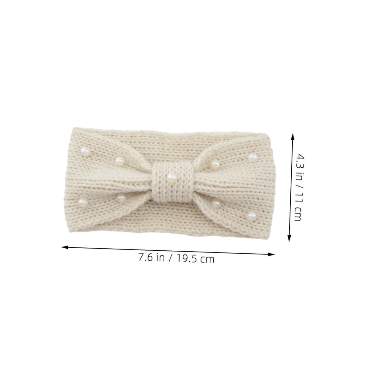 CONGARTENO Warm Knit Headband Set for Women Pearl Bowknot Hair Band Comfortable Ear Warmer Headwrap Stylish Crochet Knit Headscarf