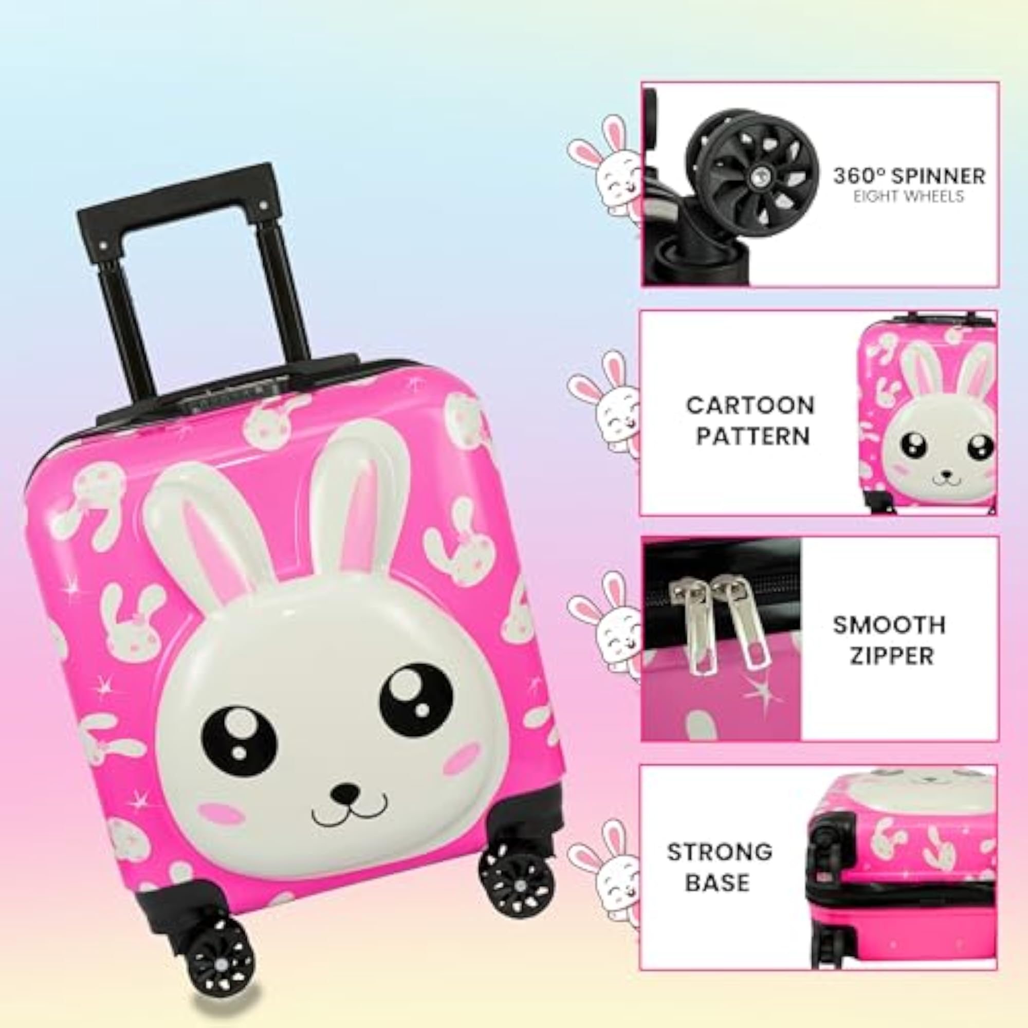 18In Kids Luggage Trolley Hard Shell Cabin Suitcase