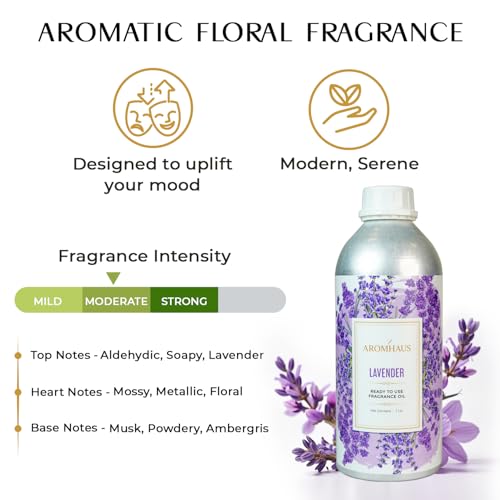 Image of Lavender Fragrance Oil 1L | Ready-to-Use Aroma Oil for Diffusers, Vaporizers & Oil Warmers | Luxurious Long-Lasting Home & Spa Fragrance | IFRA Certified | Infused with Essential Oils