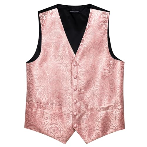Image of Barry.Wang Men's Suit Vest Tie Bowtie Set Formal Silk Paisley Waistcoat Hanky Cufflinks Lapel Pin Set Wedding Party 7PCS