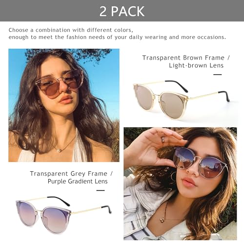 SUNGAIT Oversized Vintage Polarized Cat Eye Sunglasses for Women UV4003