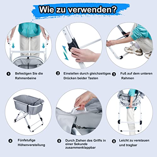 Hengriacly Hundebadewanne, Erhöhtes Haustierbadewanne, Höhenverstellbarer Haustierpflegewanne max. bis 65kg, Collapsible und Tragbare, Badewanne für kleine bis mittelgroße Hunde und Katzen (Grau)