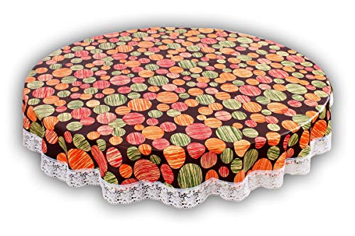 Image of The Furnishing Tree Round Shaped 8 Seater Table Cover WxL 90x90 inches with White Border lace