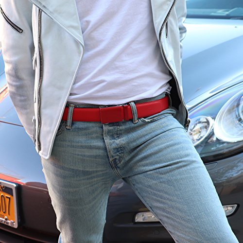 Image of Falari Men Unisex Genuine Leather Ratchet Dress and Casual Belt, Automatic Sliding Buckle, Trim to Fit