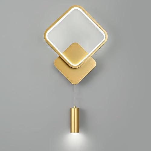 BNHHLZ Apliques de pared LED modernos, aplique de pared para interiores, 6000 K, regulable, dorado, lámpara de pared de baño, lámparas de pared de