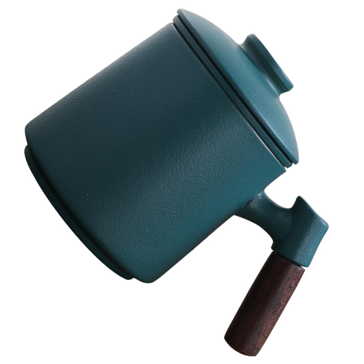 BESPORTBLE Taza de Cerámica con Mango de Madera y Tapa Set 3 Piezas 400ml Taza de Té con Infusor para Hogar y Oficina con Leche Verde Multiusos para Infusiones y Bebidas Calientes