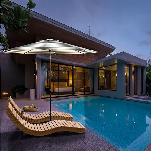 Image of Midtown Umbrellas LED Swilt - 9 Ft Solar LED Patio Umbrella, Matter Stripes