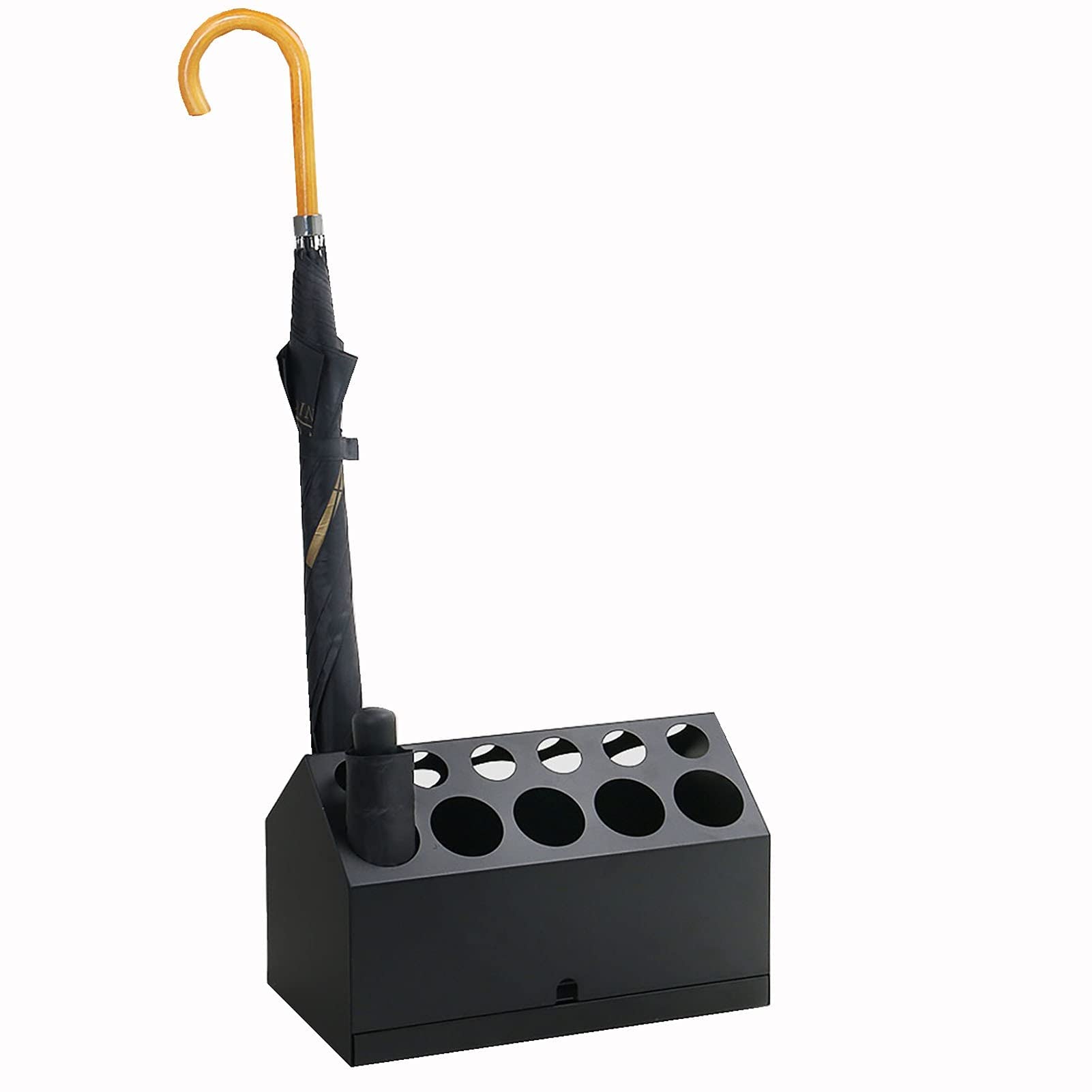 Porte-parapluie de grande capacité en métal durable avec plateau de protection intégré