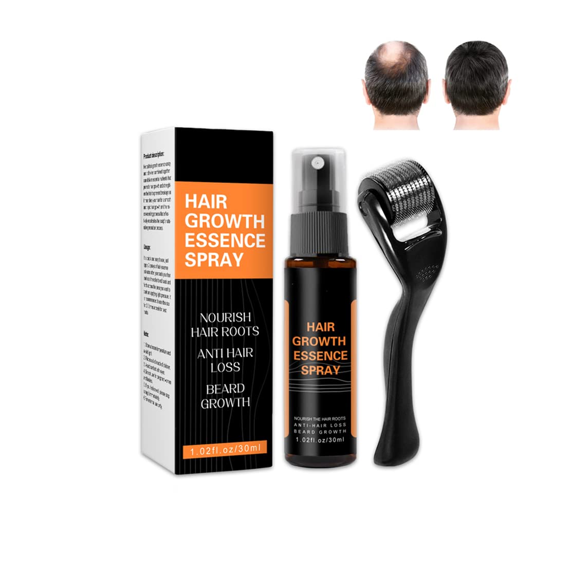 Hair Regrowth Spray Hair Regrowth Roller + 30 ml Extra Strength Hair Growth Serum Spray Hair Regrowth Spray for Men Women Ginger Germinal Oil Stop Hair Loss Spray + Roller