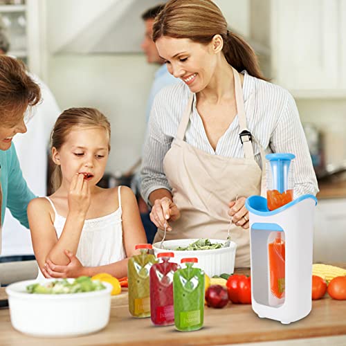 Squeeze Station, máquina de alimentos para bebês com 10 sacos de alimentos caseiros para bebês (azul