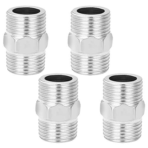 1/2\" NPT Male x 1/2\" NPT Male Hex Nipple,304 Stainless Steel Threaded Pipe Fitting Connector Pipe Adapter for Home Piping (Pack of 4)