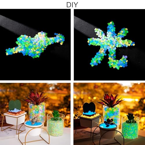 Image of 100 PCS Luminous Stones Glow in The Dark Rocks Mixed Color DIY Decorative Pebbles for Aquarium Fish Tank Garden Path Patio Lawn Yard Sidewalk Decor Colorful Glowing Cobbles Outdoor Indoor Ornaments