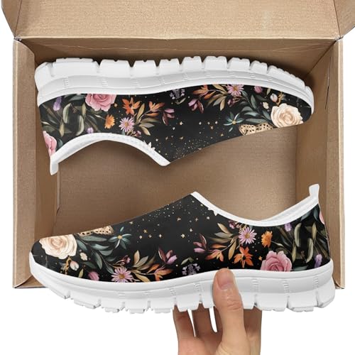 Image of Hummingbird Floral Print Lightweight Walking Shoes for Women Mesh Casual Sneakers Size 5-10.5