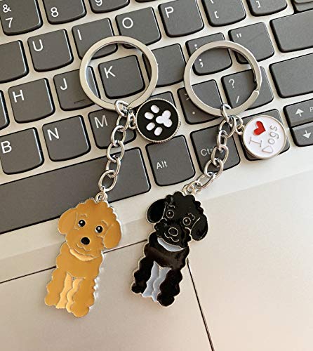 Schlüsselanhänger mit Hundemotiv, niedlicher Metall-Schlüsselanhänger, Taschenanhänger, tolles Geburtstgsgeschenk, 10 cm, (Brauner Pudel)
