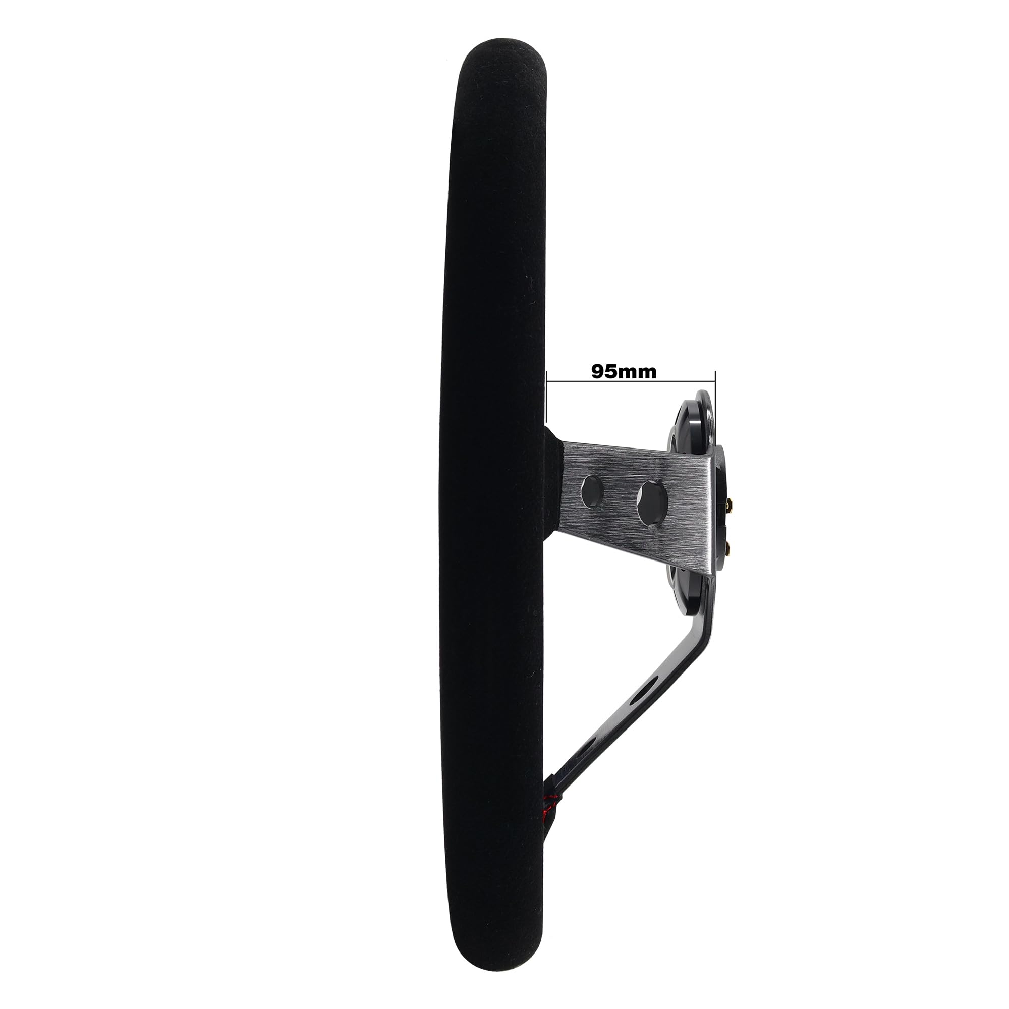 Simoni Racing Volant Universel Pitlane - Suède Noir + Couture Rouge - Diamètre 350mm