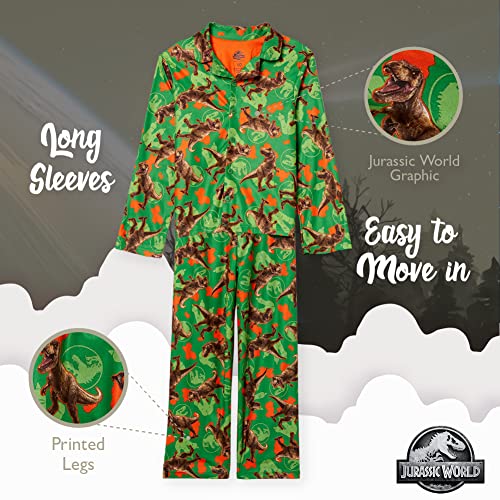 Jurassic World Boys' 2-Piece Loose-fit Button Down Pajama Set, Soft & Cute for Kids4
