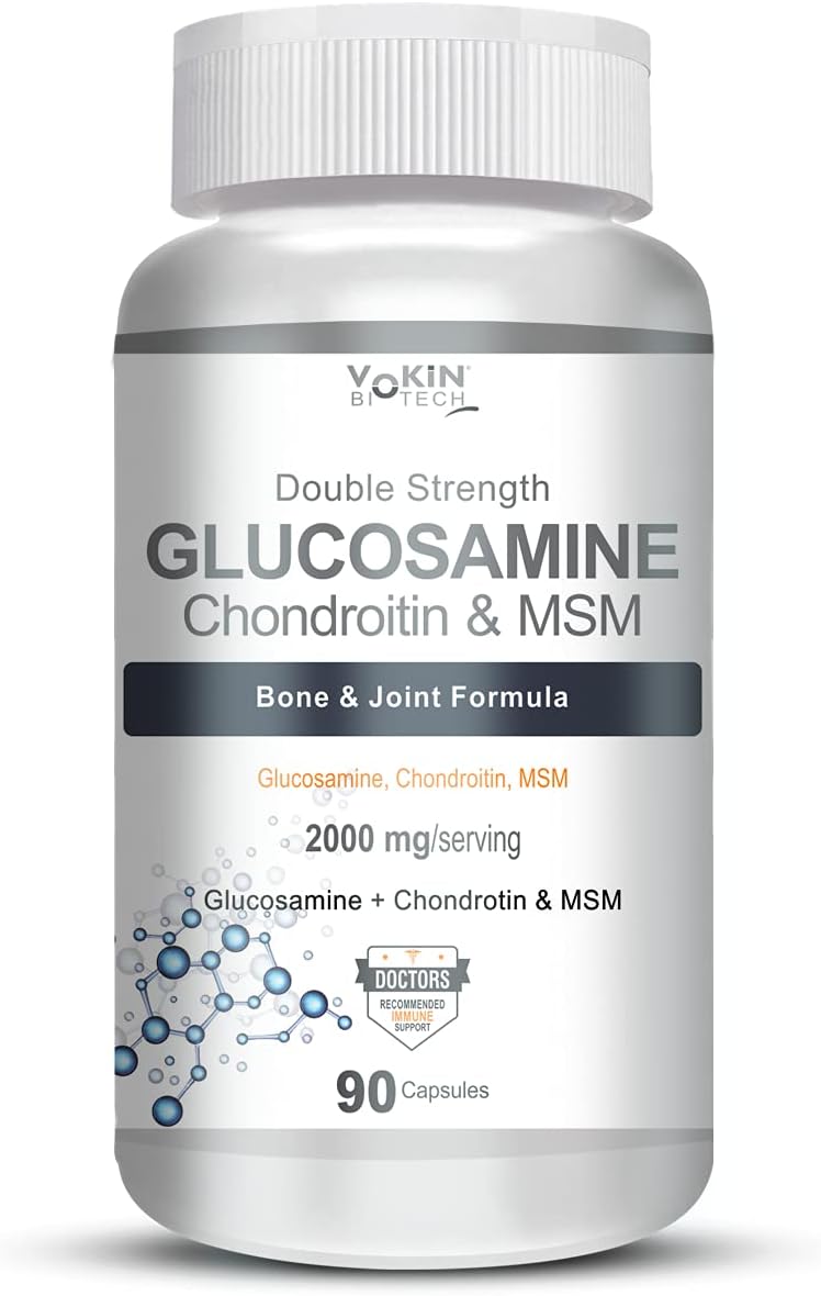 Vokin BiotechGlucosamine 1000mg, MSM 500mg & Chondroitin 500mg Support Joint Pain & Joint Strength 90 Capsules (Glucosamine)