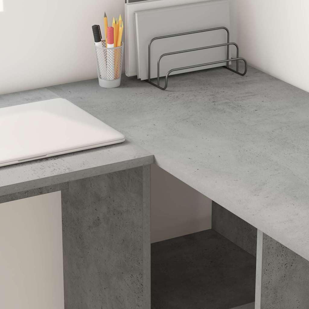 Biurko betonowe, szare, z materiału drewnopochodnego, 142 x 102 x 73 cm, z 2 półkami, nowoczesny stół roboczy do domu, biura, gabinetu, salonu, wytrzymały sekretarzyk zapewniający wygodne