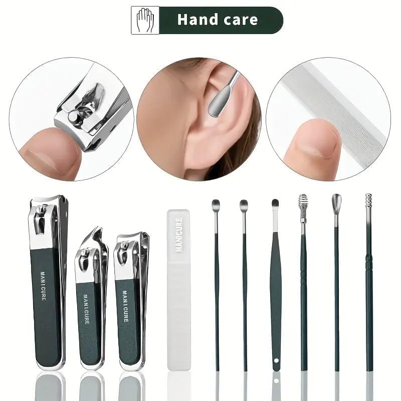Image of 10 in 1 Nail Clipper Set | Professional Manicure & Pedicure Kit for Men & Women | Stainless Steel Nail Care Grooming Kit with Travel Case | Portable Personal Care Set