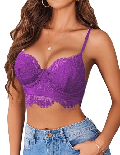 Image of Avidlove Lace Bralettes for Women Y2k Strap Bustier Cami Top V Neck Camisole Lingerie
