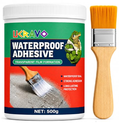 Image of UCRAVO Epoxy Waterproof Glue for Leakage, Transparent Crack Seal Glue 500gm with Brush | Roof Water Leakage Solution | Waterproof Adhesive for Concrete Cracks, Pipes, Bathrooms, Terrace & Outdoor