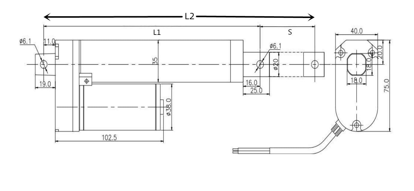 Producent silnika wodoodporny siłownik liniowy 12 V 24 V DC dostosowany 20/30/50/100/150 mm niestandardowy skok 1600N 160 kg obciążenia (12 V, 90 mm, S, 100 N, 100 mm stroke)