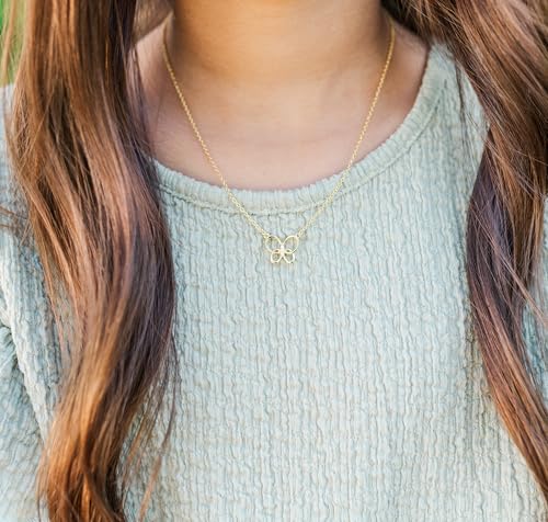 Cherished Moments Girl's Sterling Silver or 14K Gold Plated Butterfly Necklace Gift for Toddlers or Kids, 14-16 inch2