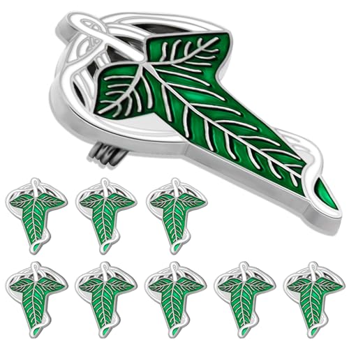 Image of 12Pack Elegance Elven Green Tree Leaf Enamel Pins Cloak Clasp Brooch Bulk-collection cute pins Halloween Christmas Accessory Badge Button Souvenir