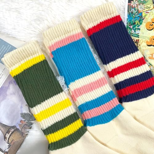 7DAYSSOCKS Men's Retro Vintage Classic Striped Old School Crew Socks - Multi Pack, Soft Cotton4