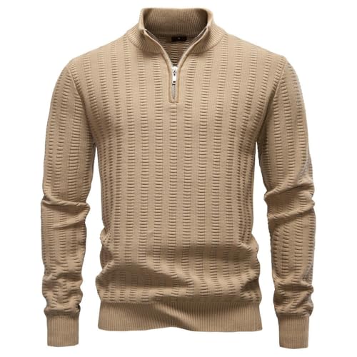 Pull jacquard rayé en maille structurée chic et chaude pour homme