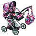 Mommy & Me 5 in 1 Deluxe Doll Pram Foldable Doll Stroller with Carrier, Adjustable Handle, Basket, and Carriage Bag, Gumball