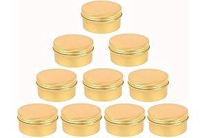3 oz Travel Jars: 10 Pack Gold Aluminum Screw Top Lids Tins...