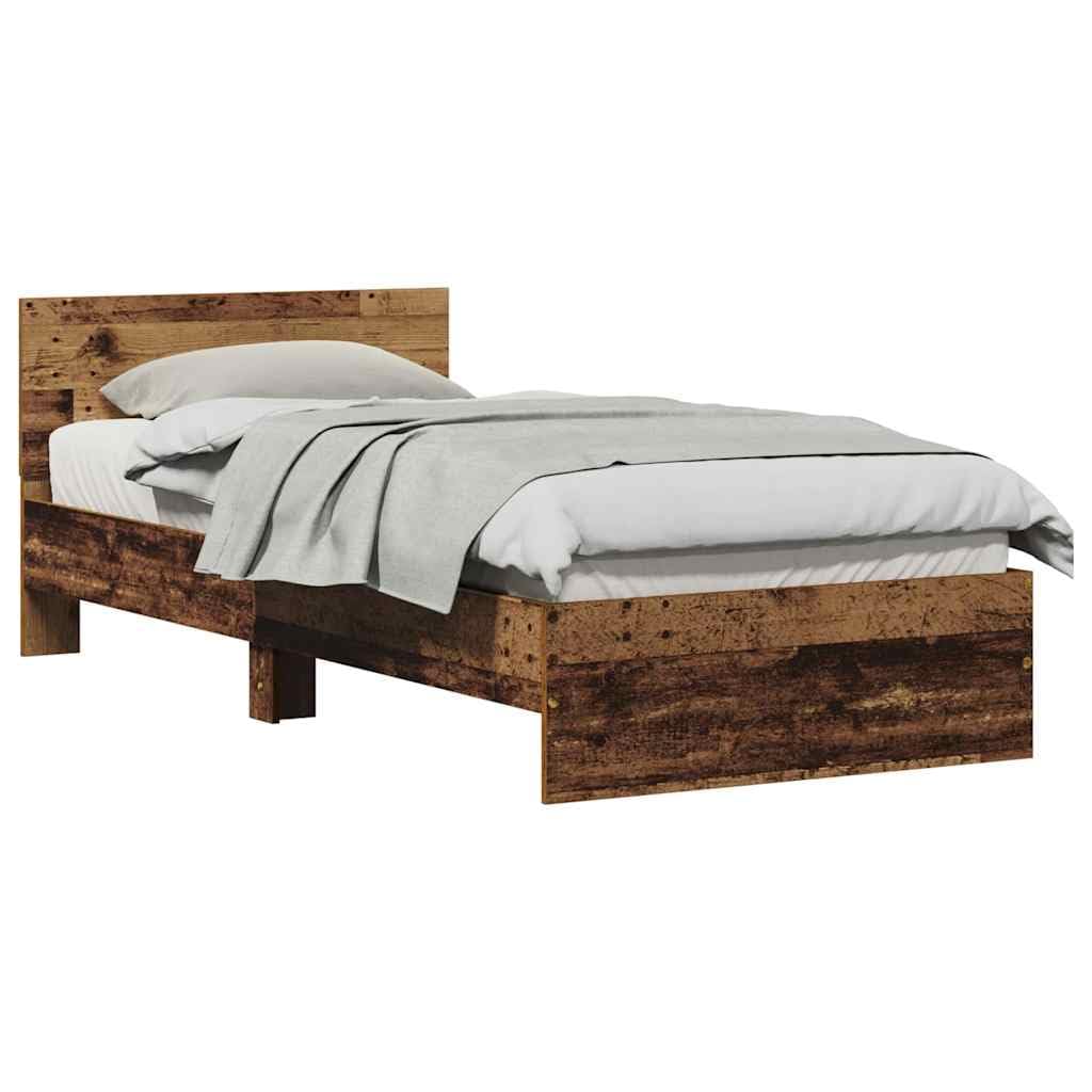 Marco de Cama con Cabecera de Madera Rústica 75 x 190 cm, Estructura Moderna y Resistente con Acabado Mate, Diseño Contemporáneo para Dormitorio, Fácil Ensamblaje