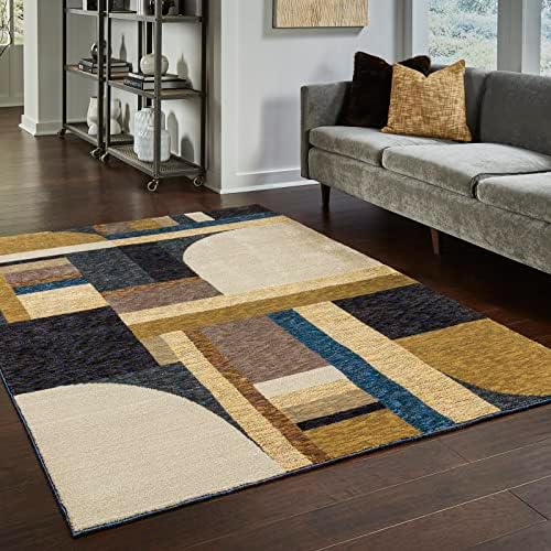 Oriental Weavers Strada Area Rug - STR01-10' x 13'2" - in Gold/Blue - Modern Style, Stain Resistant, Family and Pet Friendly, Family, Dining, Living Room Rug