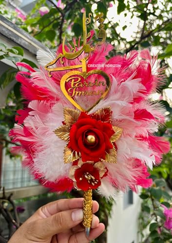 Image of Customize Beautiful Nikah Pen with Red Roses | Customised for Wedding Ceremony | Bride and Groom Name (Blue Ink)