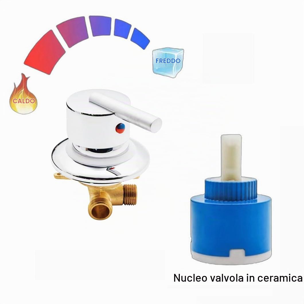 Valvola Deviatrice per Doccia con Uscita a 1 Via, Miscelatore Per Acqua Calda e Fredda in Ottone Rubinetto per Doccia Rubinetto per Vasca/bagno (Filo-A)