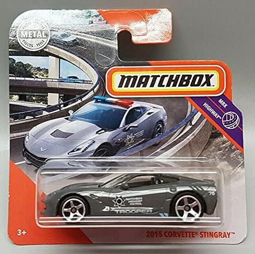 Matchbox - 2015 Corvette Stingray - MBX Highway 24 / 100 - GKM09 - Short Card - Trooper - Police - 2020