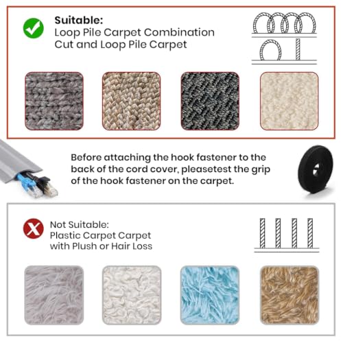 Image of Serplex 8.2ft Self-Adhesive Floor Cable Cover Cord Hider PVC Cable Hider