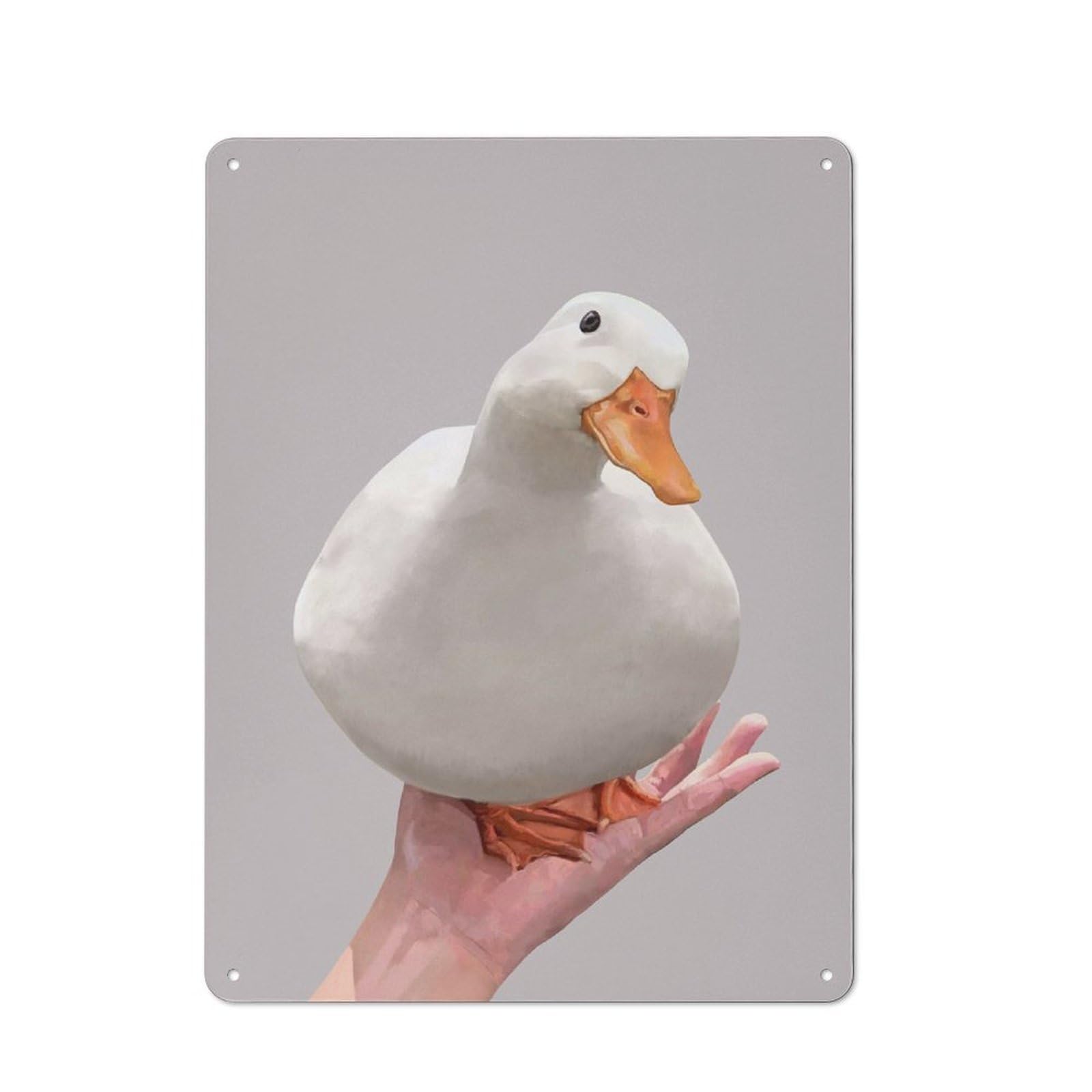 Junmoney Style-21 Tin Sign 40X30cm With White Duck On Palm Meme For Hallway Wall, Rustic Decor, For Vintage Wall Decor Fans, For Garage And Workshop Walls