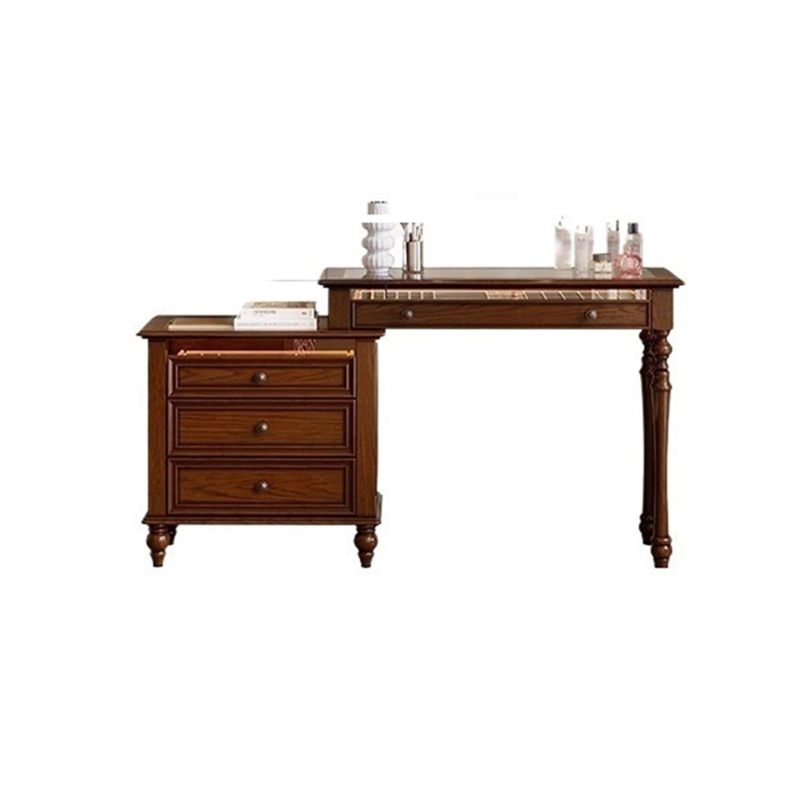 Toeletta Vanity Table vintage con sgabello a specchio for il trucco Vanità per il trucco della camera da letto