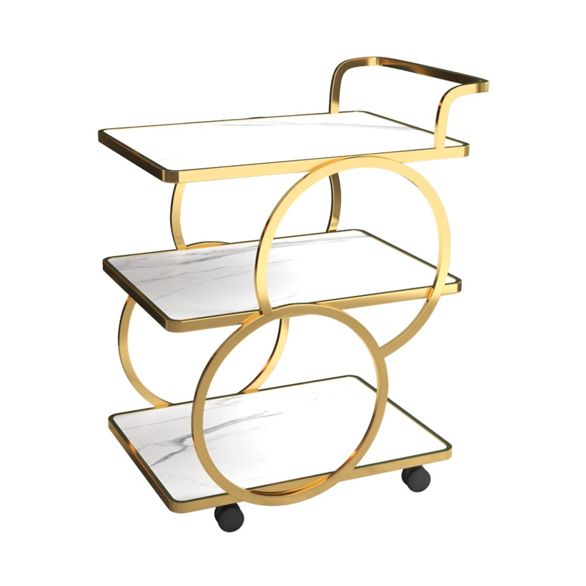 LEIYTFE Carrello di Servizio Carrello da Vino con Ruote per Ristorante Hotel, Carrello Portavivande da Portata, Carrello da Bar con Maniglia, Carrello da Cucina con 3 Ripiani