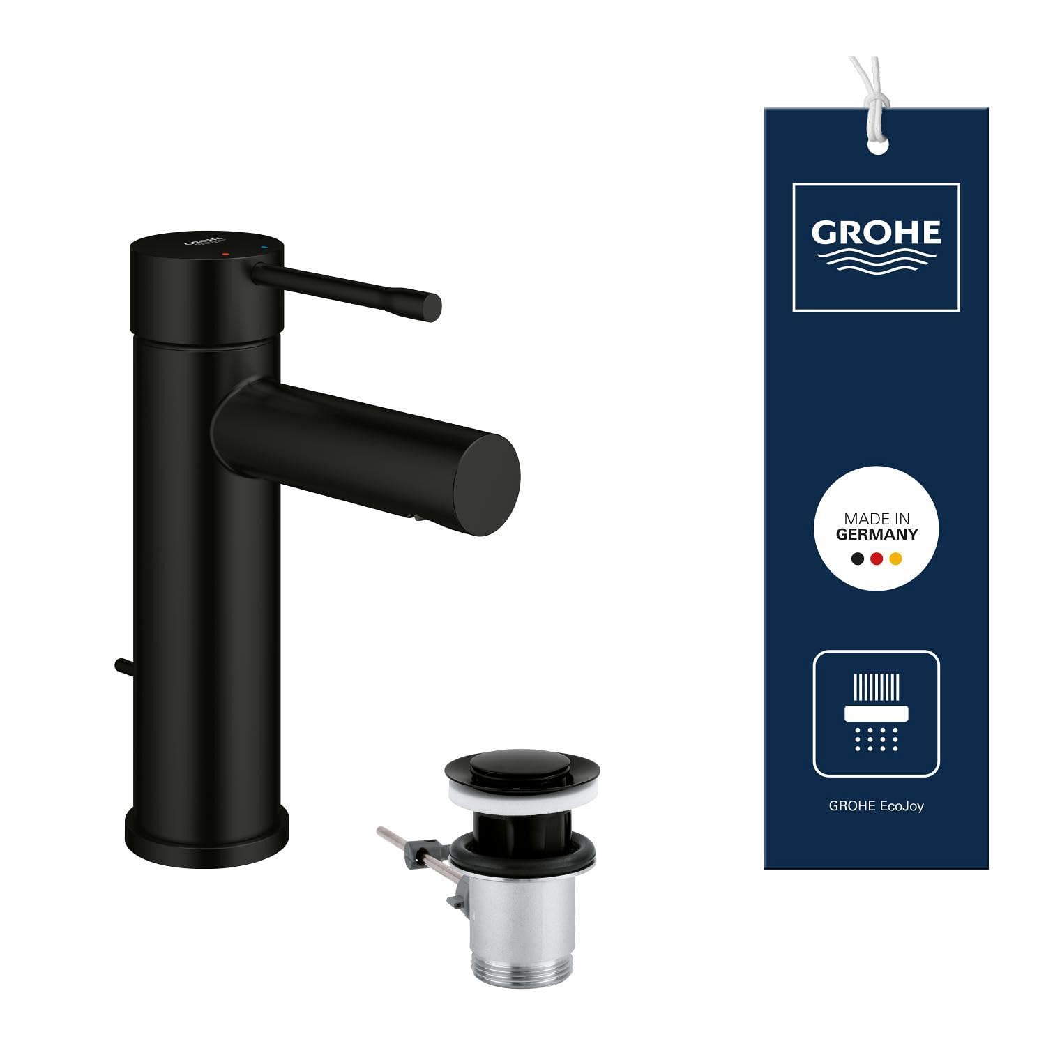 GROHE Essence mitigeur de lavabo noir mat au design epure pour salle de bain chic