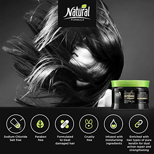 Natural Formula Keratin Hair Mask - Intense Repair Keratin Mask, Hair Mask for Frizzy Hair - Keratin Enriched Hair Care, Hair Mask for Dry Damaged Hair, Advanced Hair Moisturizer & Hair Masks - 350ml - Image 6