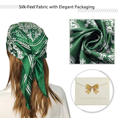 Silk-Like Bandana Scarf for Women - Soft, Lightweight, Multipurpose Head & Neck Scarf, Hair Accessory & Handbag Decor​​4
