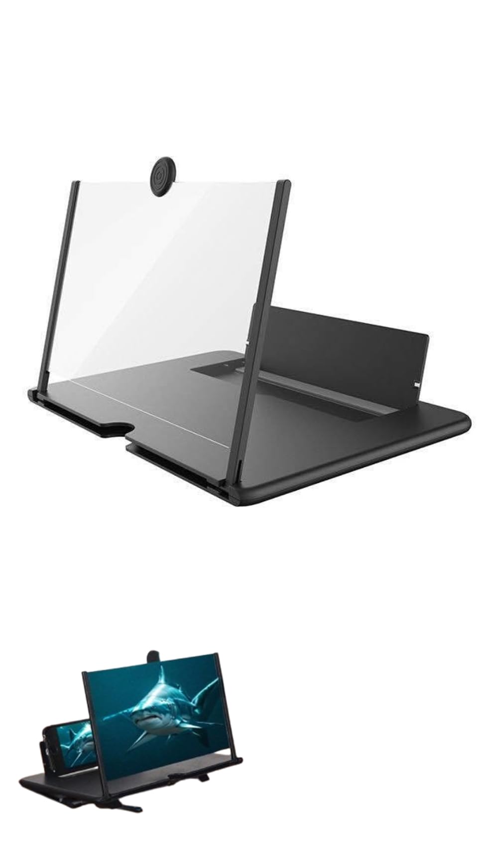 12 in 3D HD Screen Magnifier for Smartphones - Foldable Phone Stand for Movies, Gaming & Videos - Portable Projector Amplifier (Black)