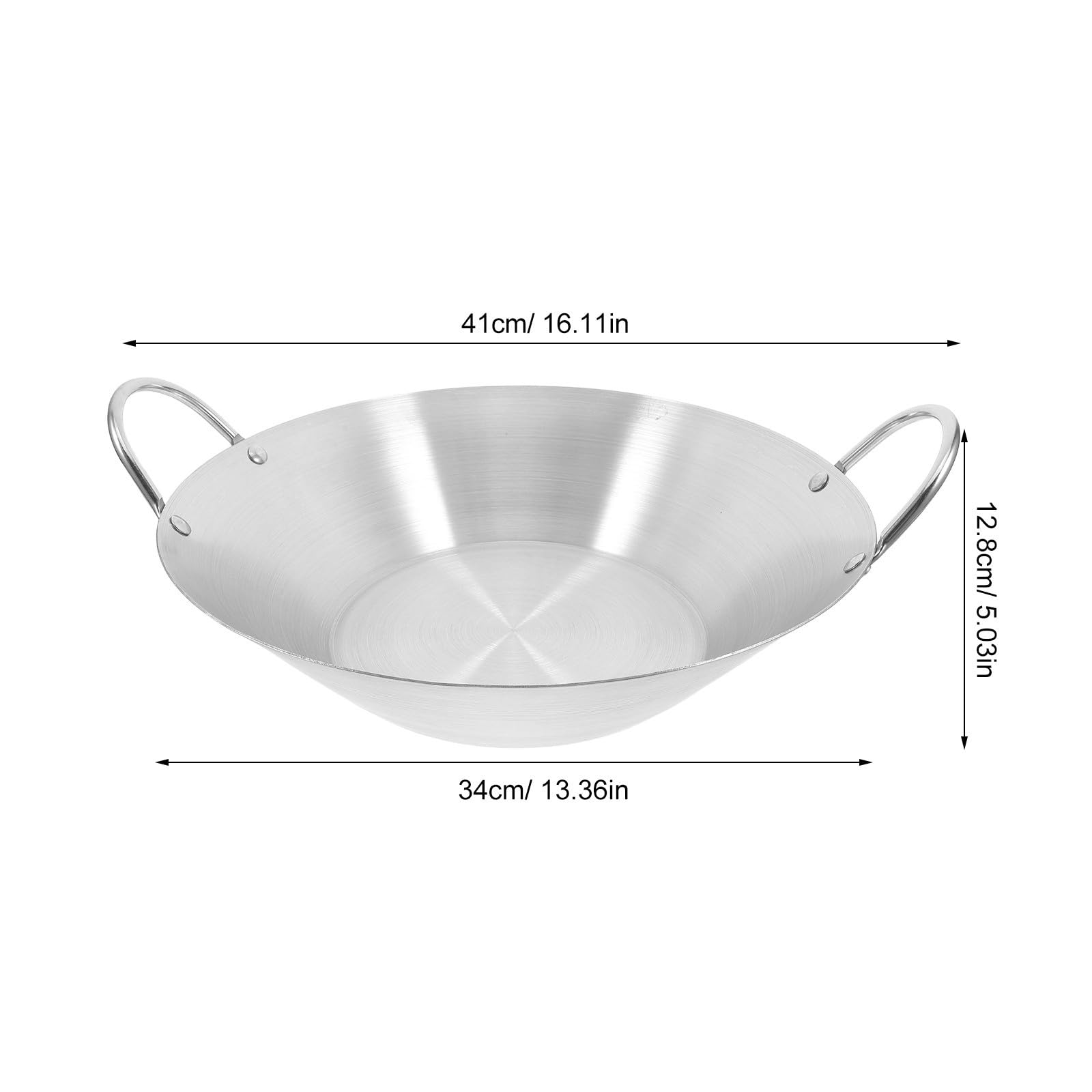POPETPOP Paellera de Acero Inoxidable con Doble Asa y Fondo Plano, Olla para Cocinar Alimentos con Gran Capacidad, Apta Tipo de Cocinas y Fácil de Limpiar