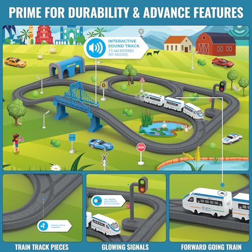 Image of BOOGYWOOGY Vande Bharat Express Toy Train Set | 91-Piece USB Rechargeable Type-C Engine Indian Railway Set with DIY Magnetic Tracks | Educational Toy for Kids Ages 3 for Train Lovers