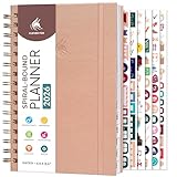 Clever Fox Dated Planner with Tabs 2026 – Weekly & Monthly Spiral Planner with Habit Tracker for Goal Setting & Time Management (Rose Gold)