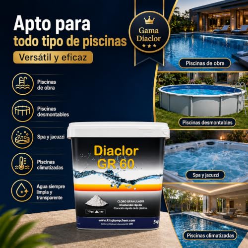 Miniatura 5 de Cloro Choque Disolución Rápida Para Piscinas Diaclor Gr 60 5 Kg - Dicloro Granulado Puro - Diasa Industrial