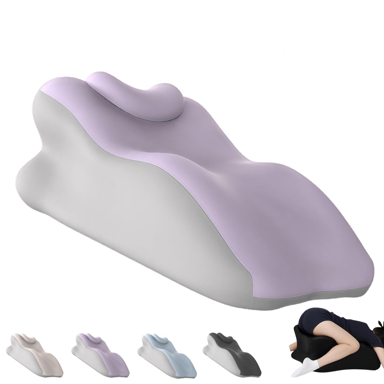 Yagerod Oreiller Liebora, Oreiller for Couple, Oreiller Ergonomique en Mousse à mémoire de Forme, Angle de 27°, for Une Passion Intense Toute la Nuit, for Toutes Les Postures(Lilagrau,B)